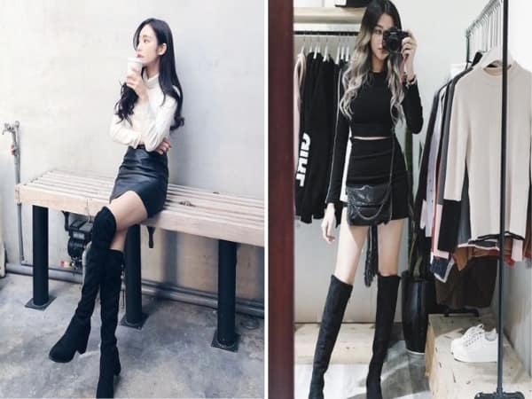 phối đồ với giày boot nữ cổ cao