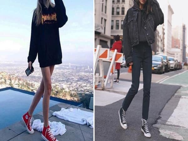 Converse cổ cao nữ và áo hoodie