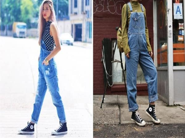 Converse cổ cao với quần yếm