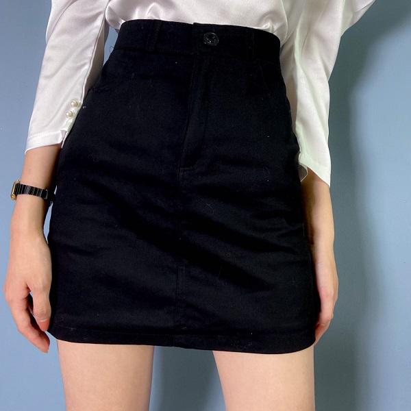 Chân váy chữ A đen