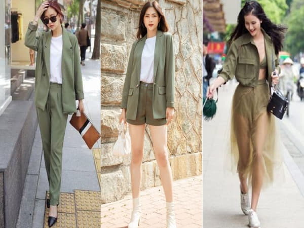 Những lưu ý khi phối đồ với váy xanh rêu